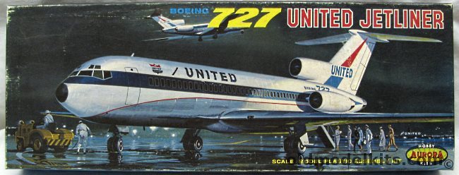 Aurora 1/96 Boeing 727 United Jetliner, 353-198 plastic model kit